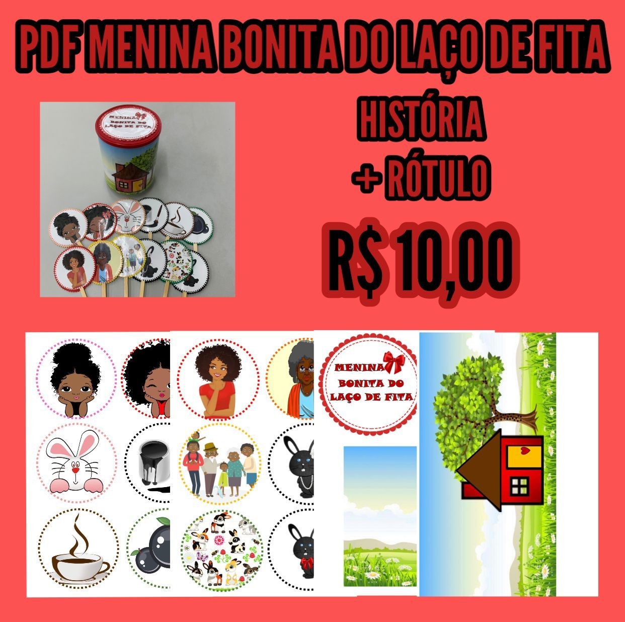 Lata Menina bonita do laço de fita - Arquivo digital